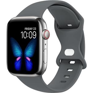 Sport Bands Compatible with Apple Watch Band Ultra 2/Ultra SE Series 9/8/7/6/5/4/3/2/1 38mm 40mm 41mm 42mm 44mm 45mm 49mm S/M M/L for Women/Men Silicone iWatch Band(Dark Gray, 42/44/45/49mm