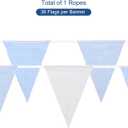 MECCANIXITY 33ft Blue White Plaid Checkered Pennant Banner, 36 PCS Triangle Flags Fabric Bunting Banner for Birthday Wedding Outdoor Garden Decor