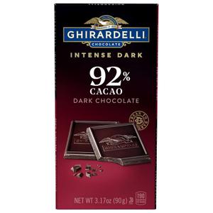 GHIRARDELLI Intense Dark Chocolate Bar, 92% Cacao, 3.17 Oz Bar (EXP 07/31/27)