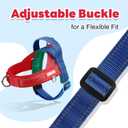 No Escape Dog Harness Medium Sized Dog, Neck Training No Pull Adjustable Lightweight Nylon Dog Harness for Medium Bulldog, Reflective Soft Vest with Traffic Handle, Red/Blue, L