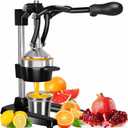 Eurolux Cast Iron Citrus Juicer | Extra-Large Commercial Grade Manual Hand Press | Heavy Duty Countertop Squeezer for Fresh Orange Juice (Bonus Stainless Steel Cup) (Black)
