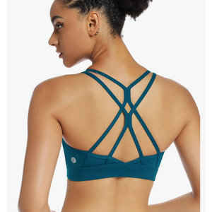 RUNNING GIRL Strappy Sports Bra for Women Sexy Crisscross Back Light Support Yoga Bra with Removable Cups, M