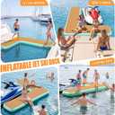 FBSPORT Inflatable Jet Ski Dock, 8ft Inflatable Floating Dock for Lake Ocean Pool, PWC Inflatable Dock Floating Platform, Non-Slip EVA Surface, Boat Fenders for Docking, L-Shaped Left