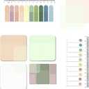 BAYTORY 700 Sheets Pastel Transparent Sticky Notes, Clear Waterproof 3 x 3 inch See Through Memo Pad, Self-Adhesive Translucent Writable Index Tabs for Annotating Books, Study Stationary Supplies (Arc-angle Morandi)