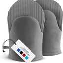 Big Red House - Silicone Mini Oven Mitts - Grey Set of 2 - Heat Resistant to 536 F / 280 C Kitchen Gloves Professional Grade Pot Holders for Cooking Baking (10", Gray)