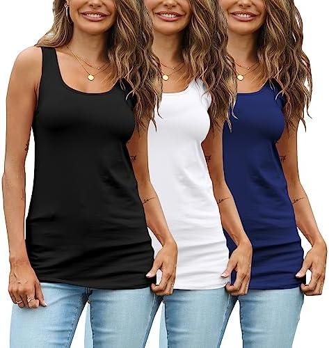 TAIPOVE Womens Extra Long Tunic Tank Tops Cotton Camisoles Basic Layering Sleeveless Undershirts 3 Pack, XXL