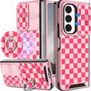 Buleens for Samsung Galaxy Z Fold 6 Case - with Ring Stand & Camera Cover Aesthetic Cute Designed for Women Girls Pretty Unique Kawaii Girly Phone Case for Galaxy Z Fold 6 Compatible with Magsafe (Pink Plaid)