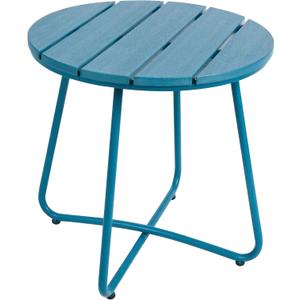 danpinera Outdoor Side Tables, HDPS Patio Table with Metal Legs, 18"L × 18"W × 18.11"H