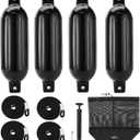 Affordura Boat Fender 4 Pack Boat Bumpers Fenders with 4 Ropes, Boat Bumpers for Pontoon Boat Fenders Inflatable (6.5 inch, Black)
