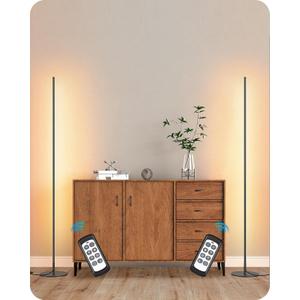 EDISHINE LED Corner Lamp, Set of 2 Minimalist Dimmable Tall Light with Remote, 57.5" Floor Lamps for Living Room, Bedroom, Home Office, 7 Color Temperature 2700-6000K (Black)