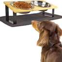Stand-Up Tilted Bamboo Table & Metal Elevated Dog Bowls - 2 Stainless Steel Bowls for Food or Water Included, Elevated pet Feeder Perfect for Small Dogs, Cats, Medium Pets (Medium (Fixed Height Non-Adjustable))