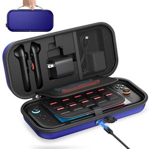 [Charge inside] Carrying Case for Nintendo Switch 2 2025 / Switch OLED / Switch with Adapter and for Joy-Con Storage, Travel Case for Switch 2 Console with 22 Game Card Storage (Blue)