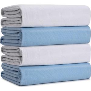 Waterproof Bed Pads for Adults,Kids, Dogs (30" x 36"|4 Pack) Waterproof and Machine Washable Large Sheet Protector with 8 Cup Absorbency