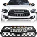 Front Grill Compatible With Toyota Tacoma SR SR5 TRD 2016-2023 Matte Black Front Bumper Grille With Accessories/Letters/Amber Light Up