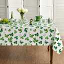 Horaldaily St. Patrick's Day Rectangular Tablecloth 6084 Inch, Shamrock Irish Clover Luck Washable Table Cover for Party Picnic Dinner Decor (Green)