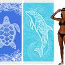 Thin Turkish Beach Towel Lightweight Quick Dry Absorbent Cotton Bathroom Bath Pool Swim Towels Extra Large Oversized Sand Free Beach Accessories Essentials Cloud Gifts for Adult (X-Large(79 x 36 inches,200 x 90 cm), 2 Pack Dark Blue Turtle Blue Dolphin)