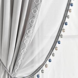 Lush Decor Luxury Vintage Velvet and Sheer with Border Pompom Trim Window Curtain (Single) Panel, 84" L x 42" W, Light Gray Lush Decor Luxury Vintage Velvet and Sheer with Border Pompom Trim Window Curtain (Single) Panel, 84" L x 42" W, Light Gray