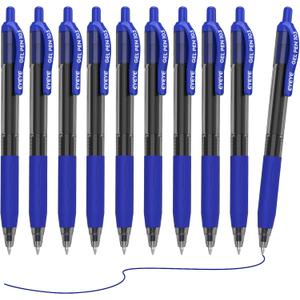 EYEYE G-103 Retractable Gel Pens 0.7mm, 10 Pack 0.7 mm Blue Ink Medium Point Ballpoint Pen Quick Drying, Pen Fine Point Smooth Writing Pens for for Office School Supplies