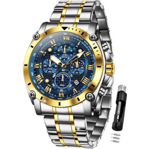 OLEVS Men's Watch Luxury Stainless Steel Waterproof Luminous Wrist Watch | Big Face Chronograph Watch For Men Dress Gift Stainless Steel Multifunction