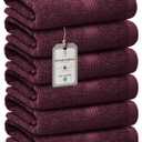 Luxe 6-Piece Hand Towel Set Soft & Absorbent Cotton, Hotel Quality, Quick-Drying, Easy Care, 16 x 28 in, Velvet Wine