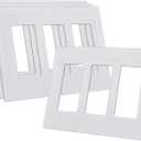 CML Screwless Decorator Wall Plates, 3-Gang Wall Safe Outlet Cover, 4 Pack Hidden Screw Switch Plate, Standard Size 4.68X 6.54, Impact Resistant, White