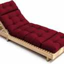 Outdoor Lounge Chair Cushions, Chaise Lounge Chair Cushions Replacement for Patio Furniture with Ties Waterproof Fabric Pool Chasie Cushion 74.4 x 22 x 4.7 Inches (Red)