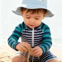 uideazone Baby Toddler Boys Zipper Rash Guard Swimsuit UPF 50+ One Piece Beach Swimwear Bathing Suits 3-36 Months (Blue)