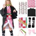 VZQI Halloween Cosplay Costumes Kamado Kids Anime Kimono Halloween Cloak (Nezuko)