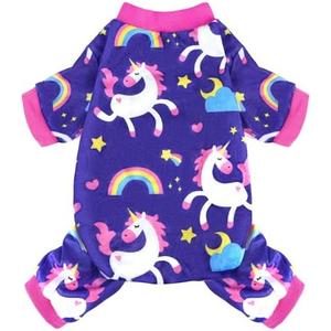 Dog Pajamas Soft Lightweight Dog Onesies Outfit Clothes for Small Medium Large Puppy Pjs for Pet Boys Girls Dogs Cats (XXL (Back: 17.8",Chest: 22.8", Neck: 13"), Purple Unicorn)