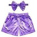 ZYBOUTIC Baby Girls Metallic Shorts Sparkle Shiny Toddler Shorts PU Faux Leather Girls Birthday Short Pants Halloween Christmas Newyear Purple 5-6years