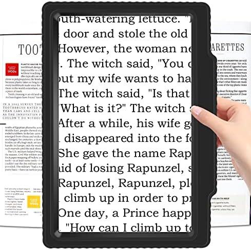 4× Large Page Magnifying Glass for Reading, Full-Page Viewing Area Magnifier Handheld Lightweight Magnifier for Reading Seniors and Low Vision Person Black