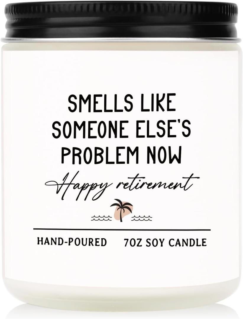 Craftique Retirement Gift for Woman Men- Handmade Lavender Scented Candle- Funny Retirement Gifts for Coworker Bosses Teacher Nurse Family Friend, 7oz