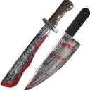 G-LOVELY'S 2 Pieces Realistic Fake Knife Set, Halloween Knife Props Cosplay Props for Party Decorations Supplies