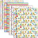 woric Birthday Wrapping Paper Rolls Colorful Gift Wrapping Paper with Happy Birthday Lettering Candles Polka Dots Stripes Design for Boys Party Baby Shower - 4 Rolls - 17 in x 120 in(10ft) Per Roll