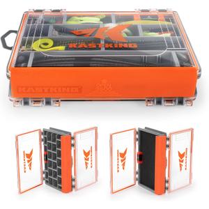 KastKing HyperSeal 3500 Double-Sided Waterproof Fishing Tackle Box Adjustable Dividers, EVA Foam Jig Storage, Lure & Terminal Tackle Organizer,1 Pack