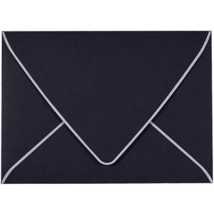50 Pack, A7 Black Envelopes With Silver Border, Invitation 5 x 7 Envelopes - For 5x7 Cards| Self Seal| Perfect for Weddings, Invitations, Photos, Baby Shower| 5.25 x 7.25 Inches(Black-Silver Border)