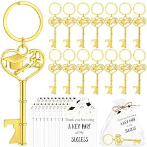 Misdary 30 Sets Graduation Party Favor for Guest 2026 Graduation Cap Bottle Opener Keychains with Thank You Card Organza Bags Class of 2026 College Celebration Party Supplies (Gold)