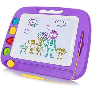 SGILE Large Magnetic Drawing Board - 4 Colors 16×13in Writing Painting Doodle Pad with 4 Stamps for Toddlers, Learning Educational Toy Etch Sketch Gift for 36+ Month Kids Girls Boys, Purple