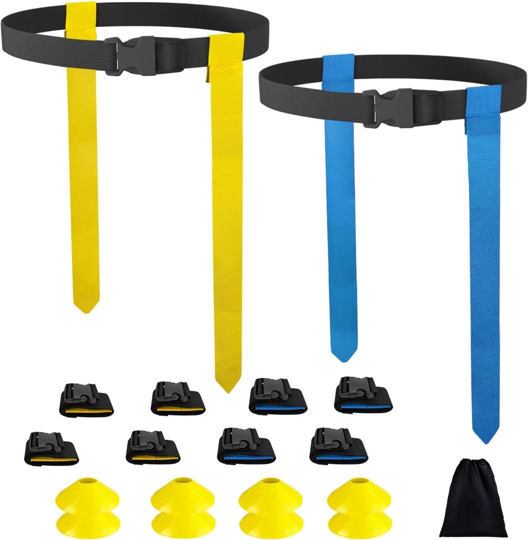 Flag Football Set, 8/14/28 Player Football Flags and Belts Set, Flag Football Belts for Youths, Adults