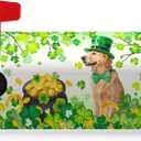 St. Patrick's Day Dog Magnetic Mailbox Covers Oversized Green Shamrocks Spring Mailbox Cover Large Size 25.5x21 St Patricks Day Post Letter Box Cover for Garden Yard Holiday Decor