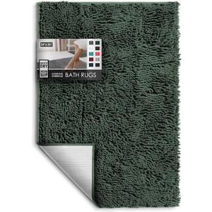 Bathroom Rugs, Chenille Bath Mat - Machine Washable Bath Mats for Bathroom Non-Slip Backing Rubber, Quick Dry Bathroom Mat - Hunter Green 24x36