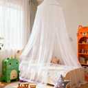 White Bed Canopy for Girls,X-Large Princess Hanging Netting for Kids Bed Room Decor Mosquito Net for Baby Crib, Twin to King Size Bed