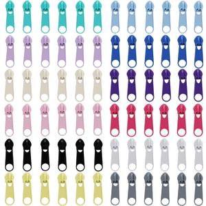 DOITEM 72Pcs Zipper Repair Kit - 5# Zipper Pull Rescue Kit for Clothing, Jackets, Purses, Luggage, Backpacks (12 Colors)