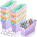 Blosssound 24 Set Book Bins for Classroom with Label Sticker Book Box Baskets Plastic Stackable Organizing Bins Storage & Organization for Classroom Library Home School Supplies (Pastel)