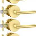 Haidms 4 Packs Passage Lever Door Handles Gold Door Levers, Heavy Duty Closet Door Handle for Passage Hall and Closet Door Handles Lock, Left/Right Handing