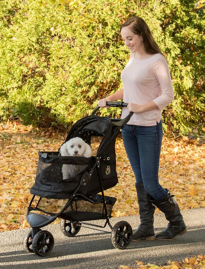Pet Gear No-Zip Special Edition 3 Wheel Pet Stroller for Cats/Dogs, Zipperless Entry, Easy One-Hand Fold, Removable Liner, Cup Holder, Onyx