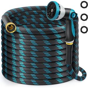 Gardentime 75FT Non-Expandable Garden Hose, Heavy Duty Flexible Water Hose with Leakproof 3/4" Fittings 10 Modes Spray Nozzle, Kink-Free, Lightweight & Durable for Yard, Lawn, Garden & Outdoor Use