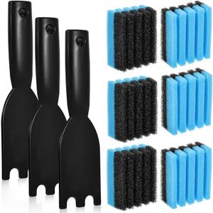 6-Pack Cleaning Sponge 12207 and 3-Pack Grill Scraper for George Foreman Grill, Kitchen Sponges and Scraper Compatible with Most Other Indoor & Outdoor Grills with Grooves and Sandwich Makers