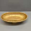 14.5" Large Decorative Long Bowl decor - Fluted Scalloped Decorative Bowls for Home Decor - Ruffle Decor,Stylish Key Bowl for Entry Table,Decorative Fruit Bowls for Kitchen Counter,Golden