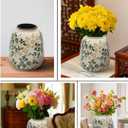 Vintage Ceramic Flower Mini Vase Home Decor - Tabletop Rustic Vase for Decor Living Room Bookshelf Office Kitchen Cottage, White Vases for Bouquet, Chinoiserie | Grand Millennial | 6.1inch